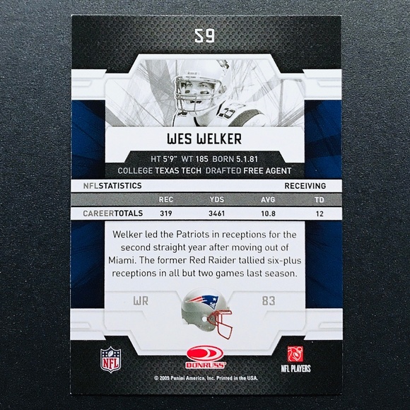 Wes Welker - 2009 Donruss Elite Retail #59 - Picture 2 of 2
